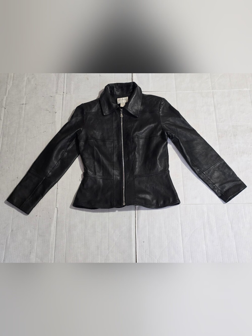Hugo Buscati Black Leather Jacket Womens Size Medium